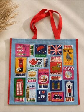 London matches print reusable tote bag